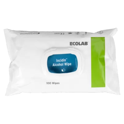 ECOLAB INCIDIN ALCOHOL WIPES Vienkartinės pakuotės su dozatoriumi, 100 vnt (3094000)