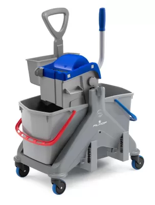 * FILMOP ONEFRED Vežimėlis su 2x25 L kibirais, plastikine rankena, padėklu, šluotos laikikliu ir nugręžtuvu