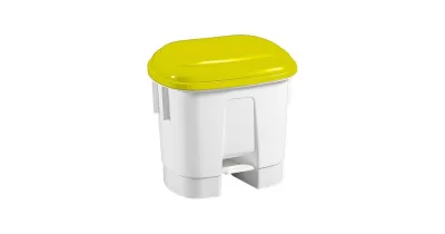 FILMOP SIRIUS balta plastikinė šiukšliadėžė, 60 l, su geltonu dangčiu ir maišo laikikliu