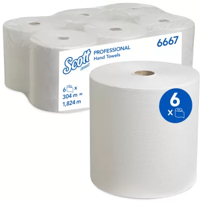 Kimberly-Clark Professional SCOTT Ruloninis popierius, 1 sl., 304 m, perdirbtas pl., 6 vnt./pak.