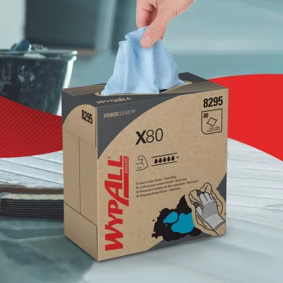 Kimberly-Clark Professional WYPALL X80 POP-UP Pramoninės šluostės 1 sl., mėlynos, 76 vnt. / pak.