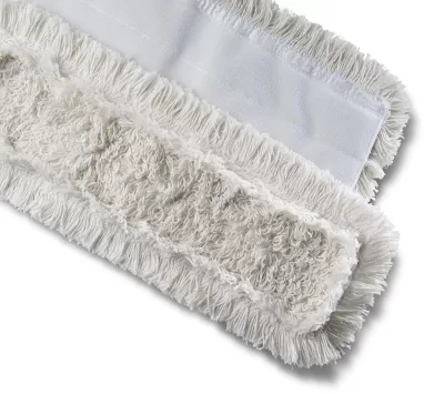 MOPPTEX MOP Medvilninė grindų valymo šluostė su kišenėmis ir atvartais, 40 cm, baltos sp., su spalvų koduote