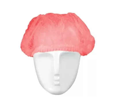 * Vienkartinės kepurėlės PP, 21, raudona, gofruota, 2 gumelės, 100 vnt.