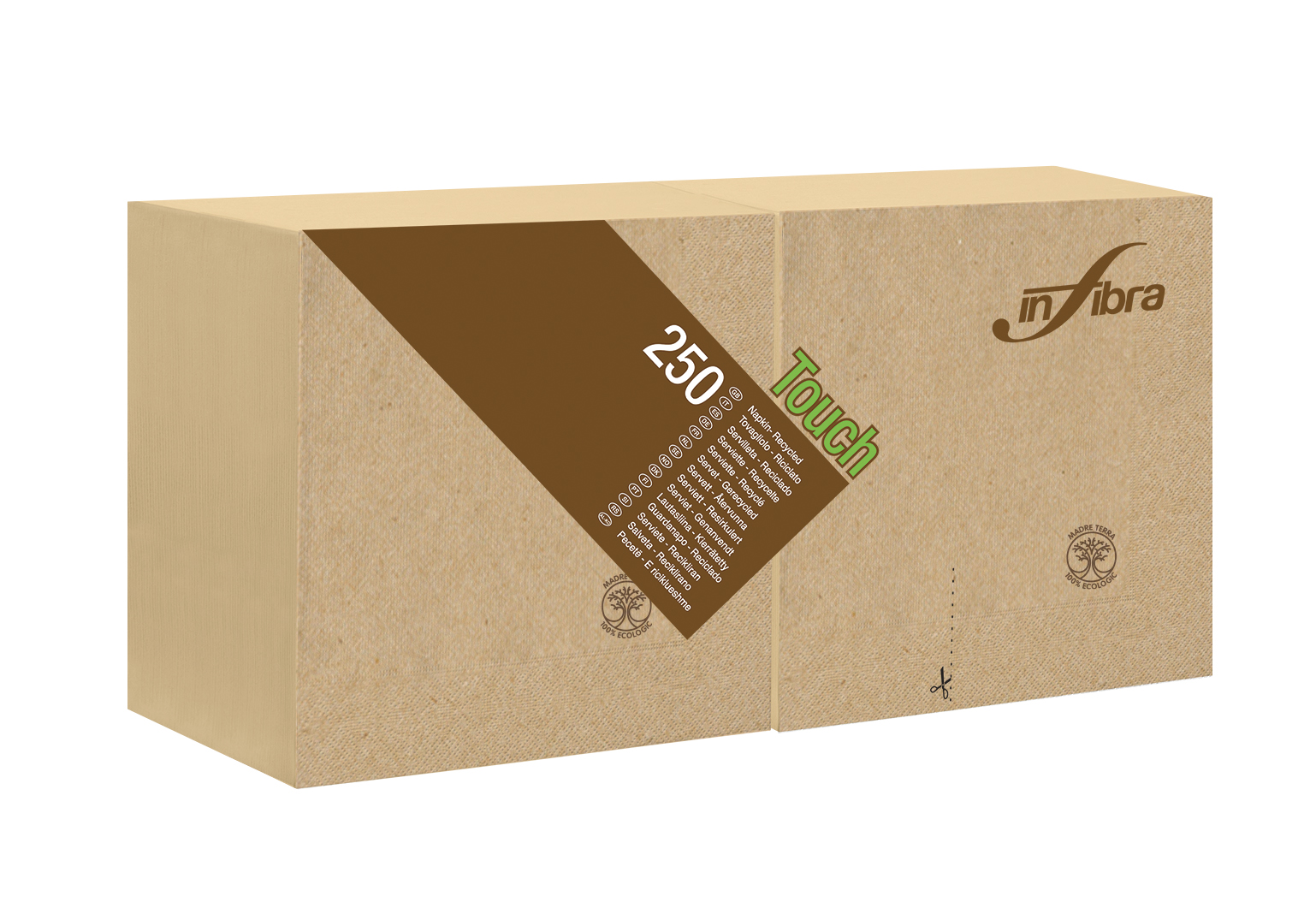 * CELTEX ECO Stalo servetėlės, 2 sl., 25x25 cm, smėlio sp., 250 serv/vnt
