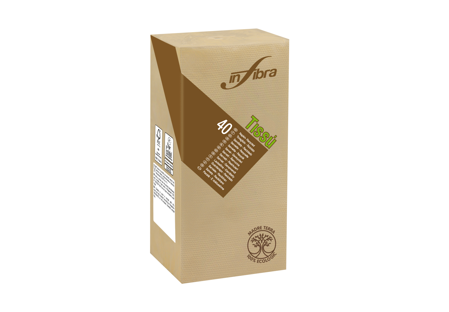* CELTEX ECO Perlenktos stalo servetėlės, 2 sl., 38x38 cm, smėlio sp., 40 serv/vnt