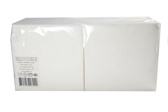 * LENEK Stalo servetėlės, 1 sl., 24x24 cm, 400 serv/vnt., baltos sp.