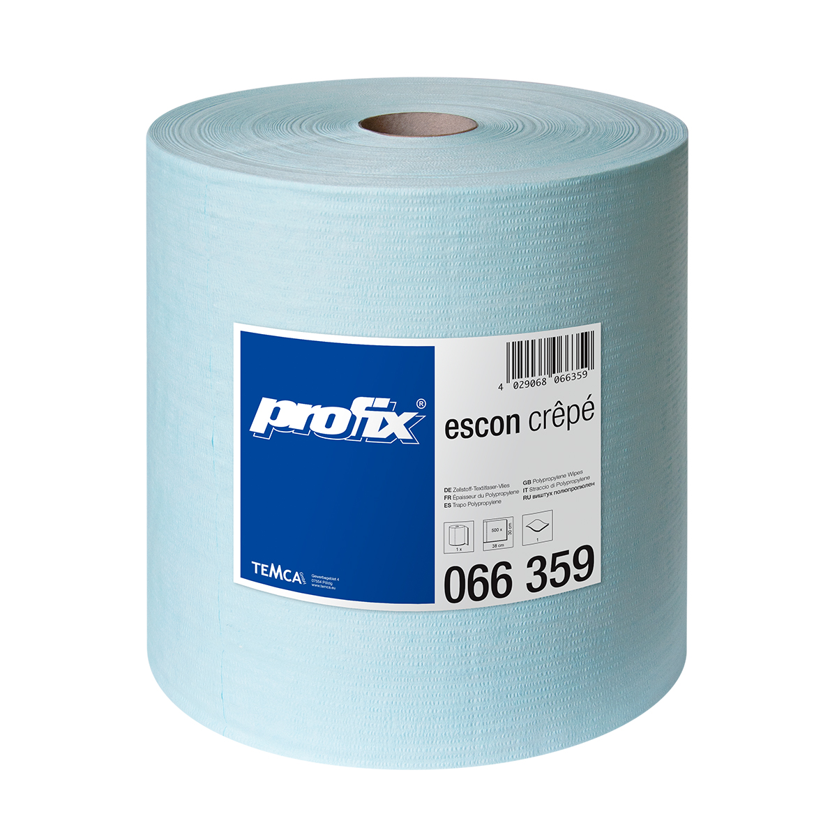 * TEMCA PROFIX ESCON CREPE Pramoninės šluostės rulone 30x38 cm, mėlynos sp.
