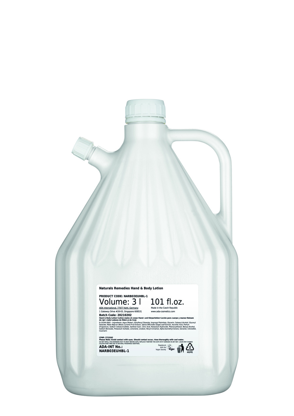 ADA NATURALS REMEDIES Rankų ir kūno prausiklis, 3 L