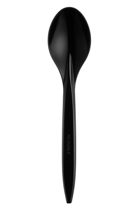Daugkartiniai šaukštai, juodi PS, 18 cm, 100 vnt. / pak.