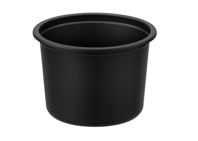 Vienkartinis indelis sriubai, užlydomas arba su dangteliu 4064, juodas PP, 500 ml, D115 mm, 50 vnt. / pak.