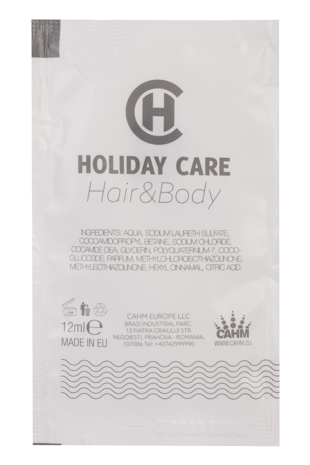 CAHM HOLIDAY CARE Šampūnas-dušo gelis PET maišelyje, 12 ml