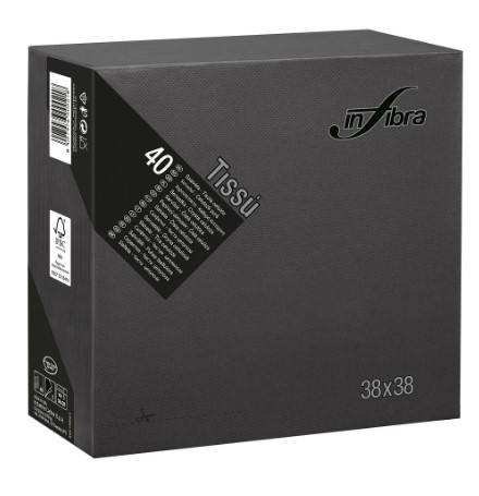 * CELTEX Stalo servetėlės juodos, 2 sl., 38x38 cm, 40 serv./vnt.