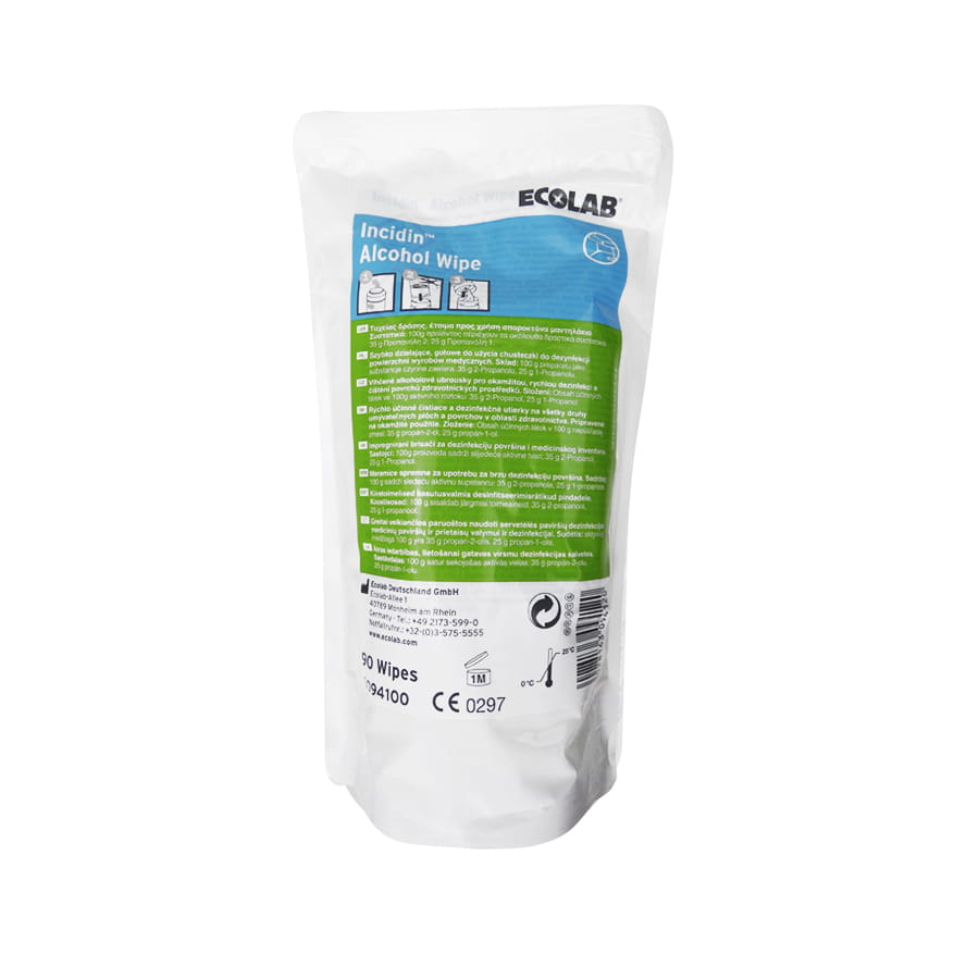 ECOLAB INCIDIN ALCOHOL WIPES Servetėlių papildymas, 90 vnt