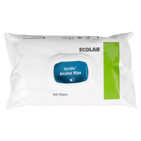 ECOLAB INCIDIN ALCOHOL WIPES Vienkartinės pakuotės su dozatoriumi, 100 vnt (3094000)