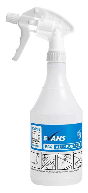 EVANS EC6 Buteliukas su purkštuku, 750 ml, mėlynas
