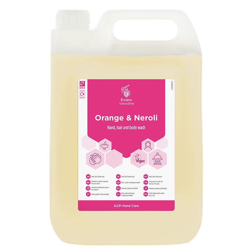 EVANS ORANGE&NEROLI Rankų, plaukų ir kūno prausiklis, 5 L