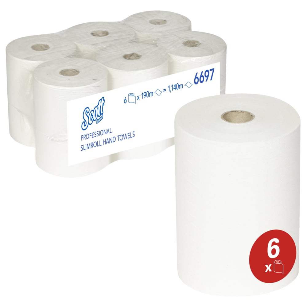 KC SCOTT SLIMROLL Ruloninis popierius, 1 sl, 190 m, perdirbtas pl., 6 vnt./pak.