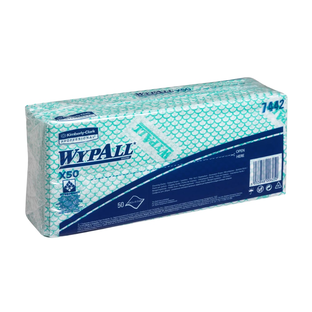 KC WYPALL X50 Šluostės 1 sl., žalios, 50 vnt. / pak.