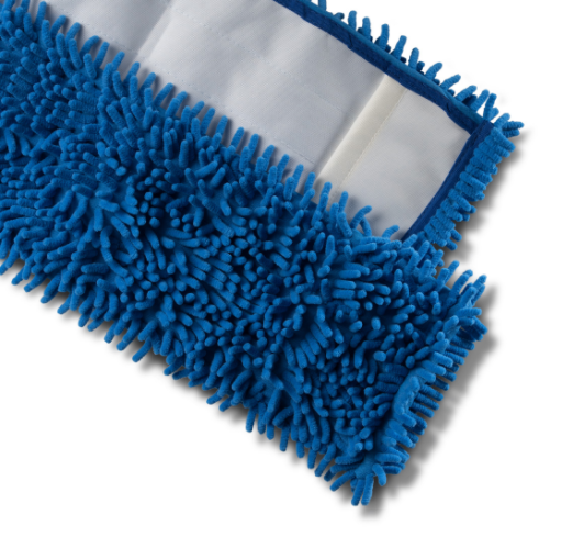MOPPTEX MOP CHENILLE Mikropluošto grindų valymo šluostė su kišenėmis ir koduote, 40 cm, mėlynos sp.